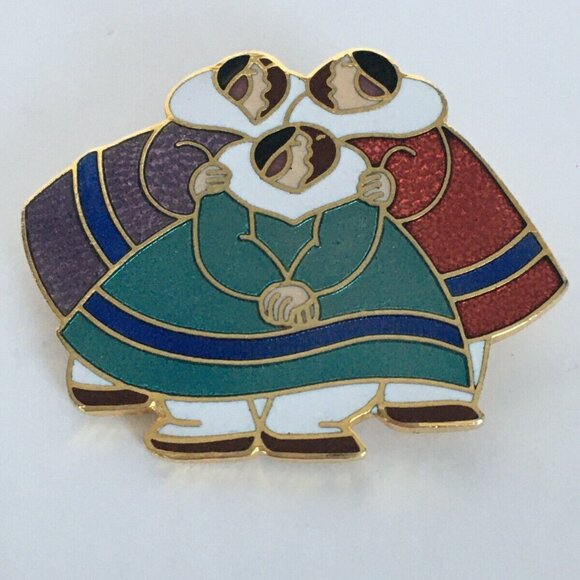 Artique Ltd Barbara Lavallee Enamel Pin Brooch Cloisonne Inuit Women Friendship - Picture 5 of 7